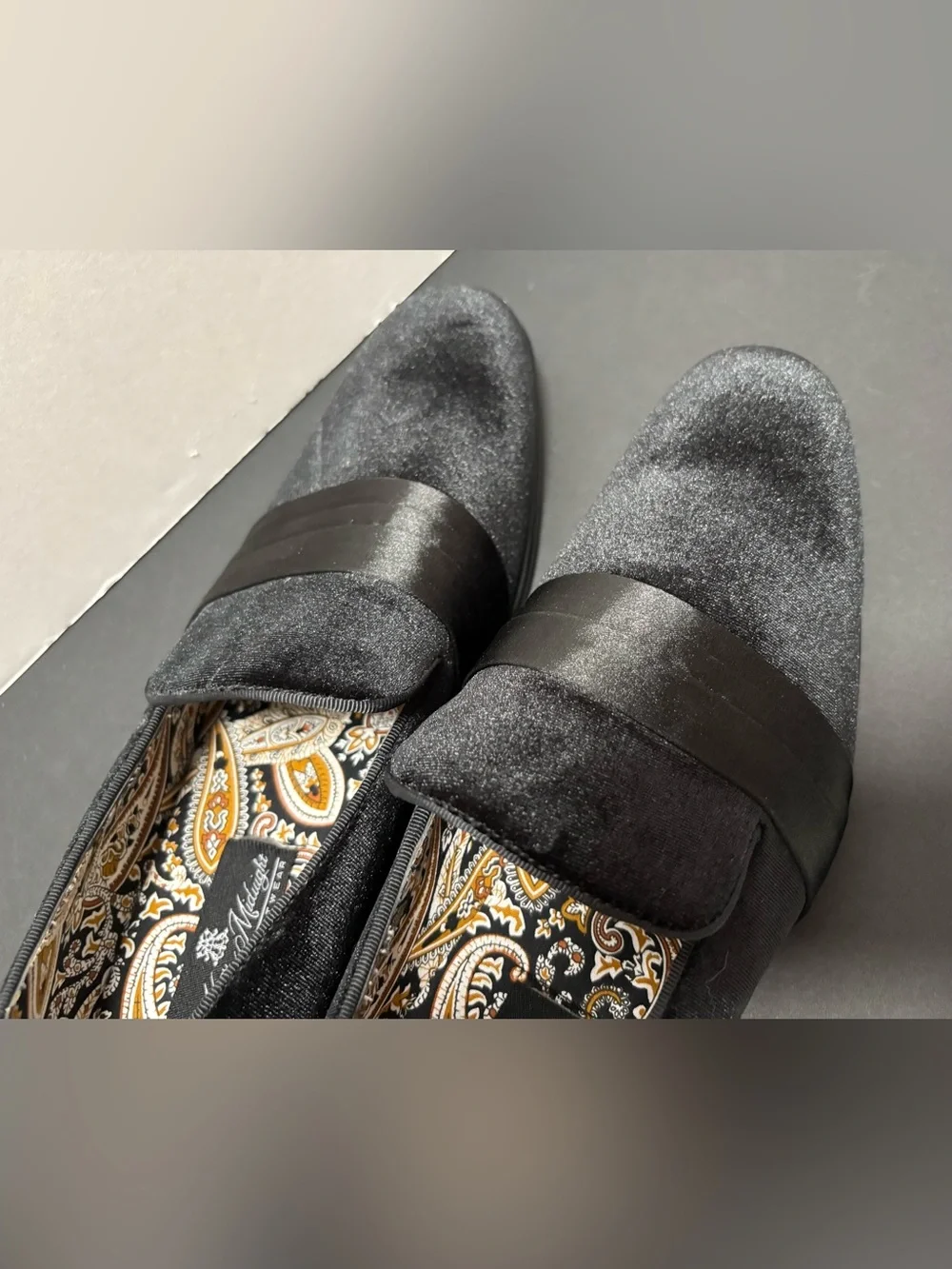 After Midnight Black Velvet Red Bottom Smoker Loafers 9.5